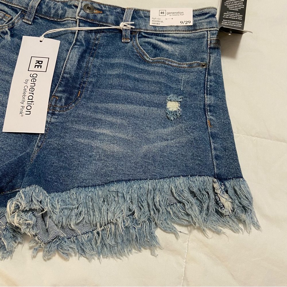 Frayed Hem Jean Shorts - Picture 8 of 13
